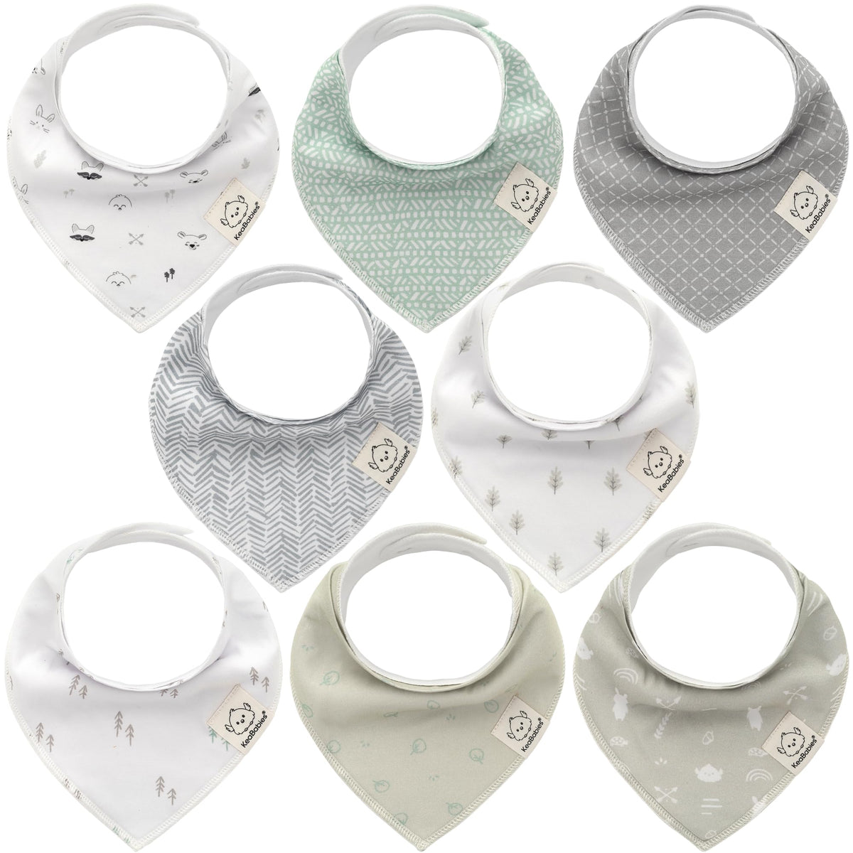 8pk Organic Baby Bandana Bibs for Drooling and Teething (Muted Pastel)
