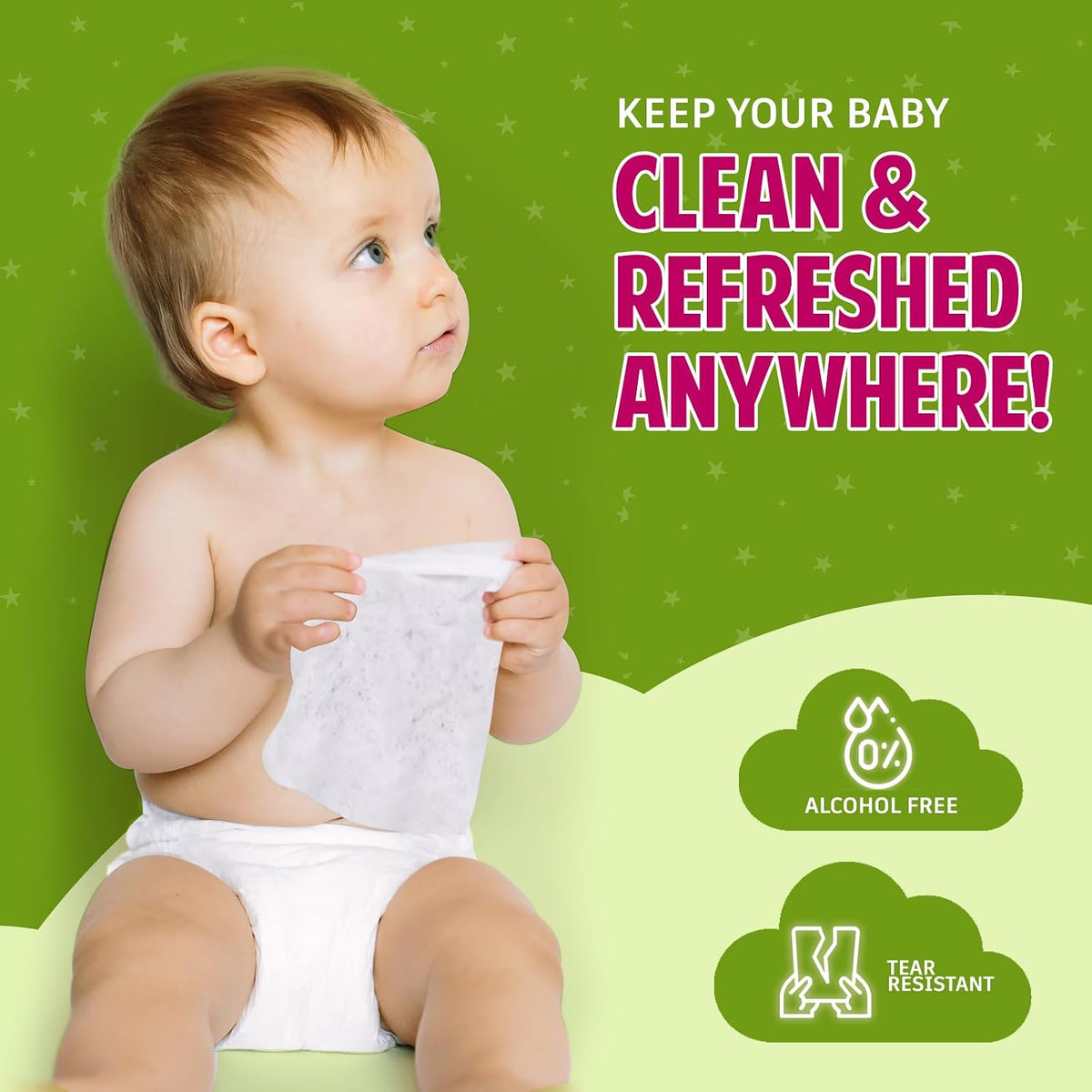 MED PRIDE Oversized Scented Baby Wipes 9.5x9.5 in,Aloe & Vitamin E,240 Ct