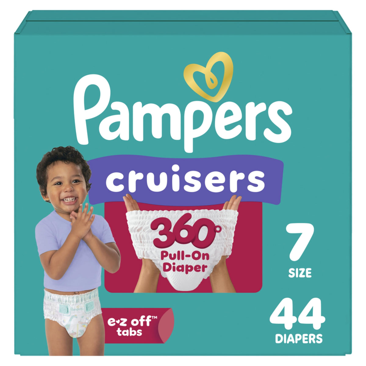 Pampers Diapers - Cruisers 360° - Size 7, 17 Count, up to 100% Leakproof Fit, Designed for Active Babies, Pull On Diaper