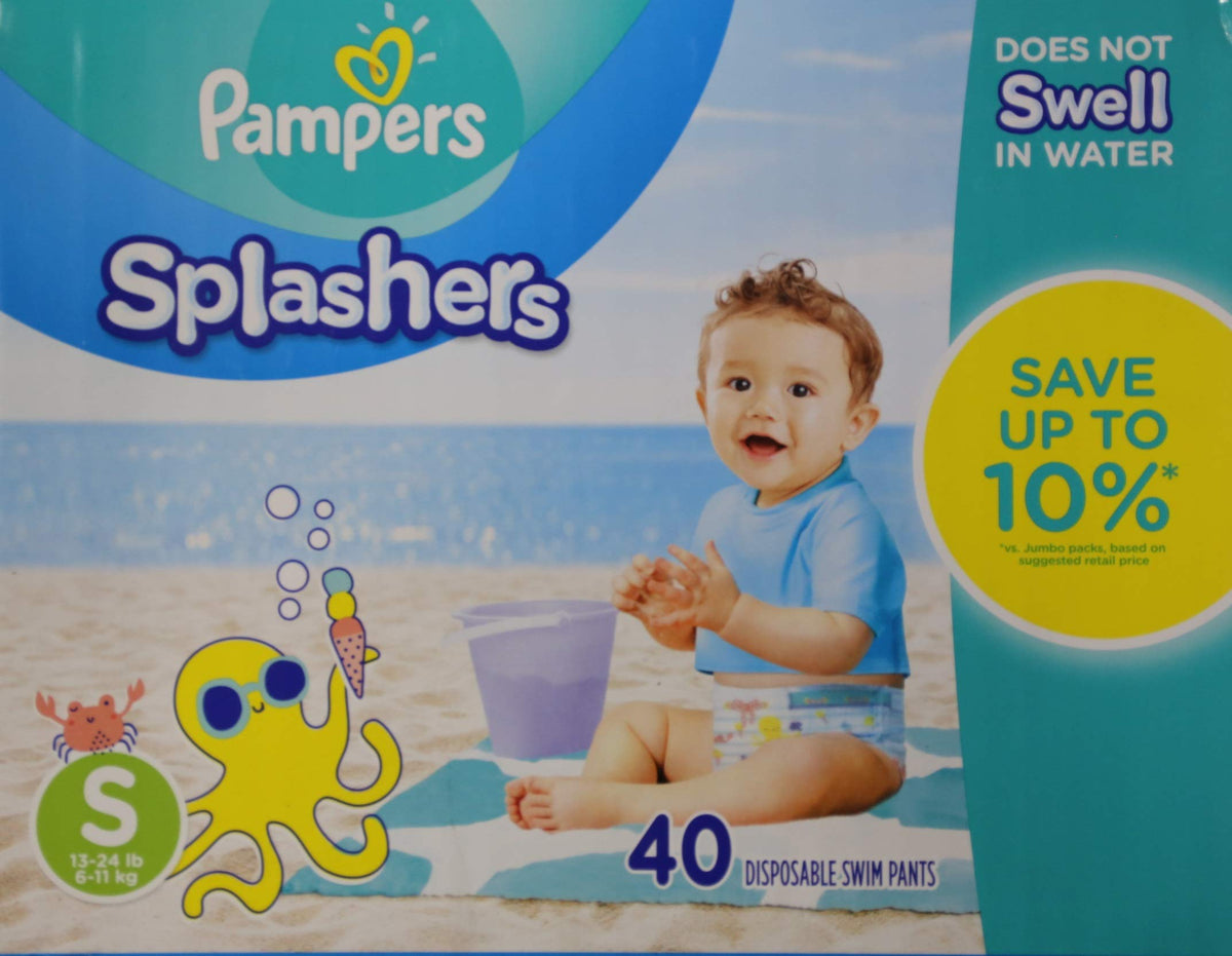 Pampers Splashers Swim Diapers, Size 4, 18 Count, Disposable Swim Diapers, Contains Mess, No Swell