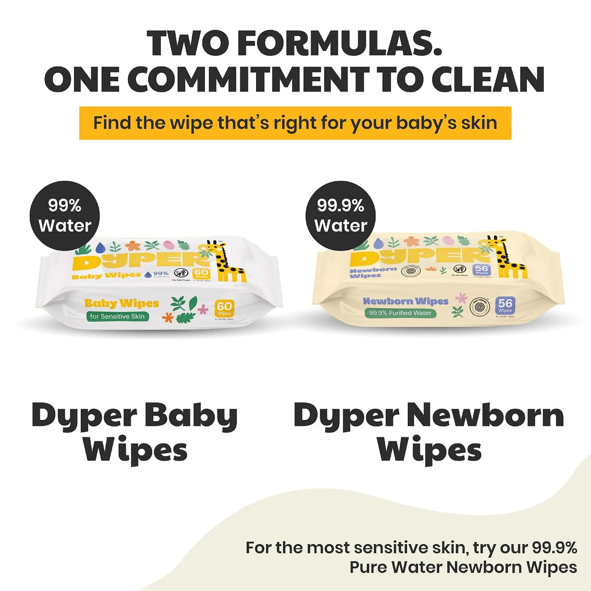 DYPER Baby Wipes 720 Count Hypoallergenic 99% Water Plant-Based Dermatologist Tested