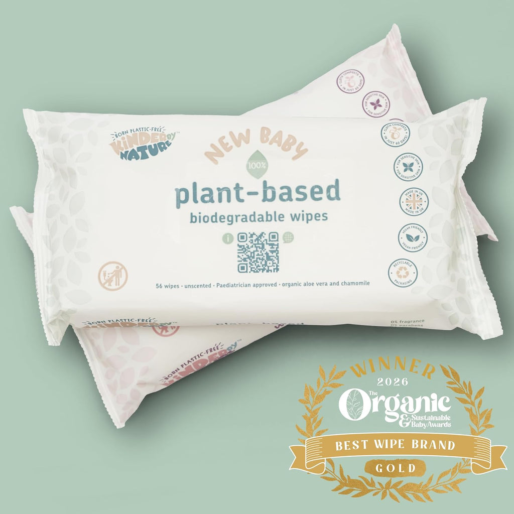 Kinder by Nature Plant Based Baby Wipes - 100% Biodegradable & Compostable, 672 Count (12 Packs of 56) - 99% Plant-Based Ingredients, Plastic-Free Wipes