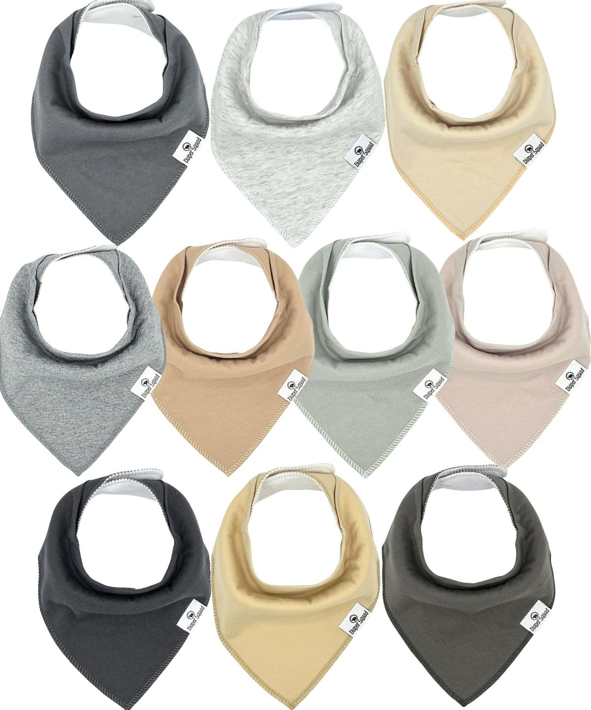 Diaper Squad 10-Pack Organic Cotton Baby Bibs for Baby Boy, Girl