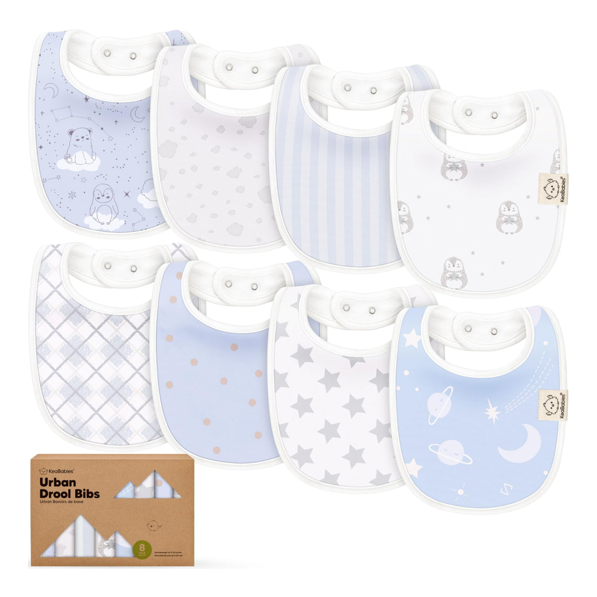 KeaBabies 8-Pack Organic Baby Bibs for Drooling and Teething (Sweet Charm)