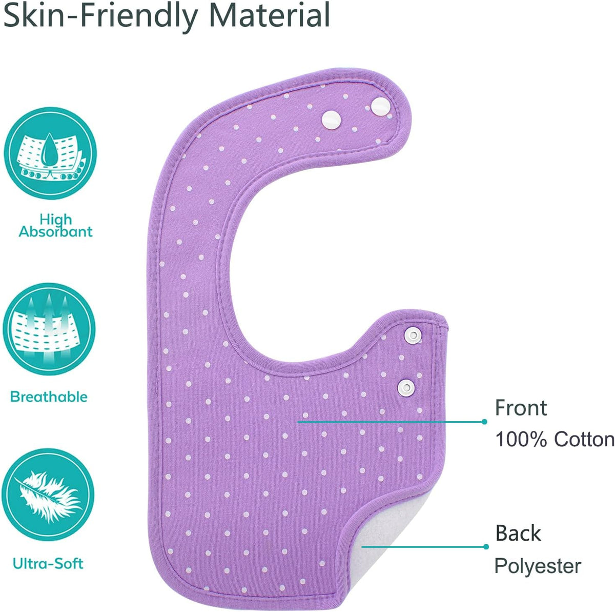 Hakochia Waterproof Baby Bibs Organic Cotton Super Soft and Absorbent With Adjustable Snap for Baby Boys and Girls