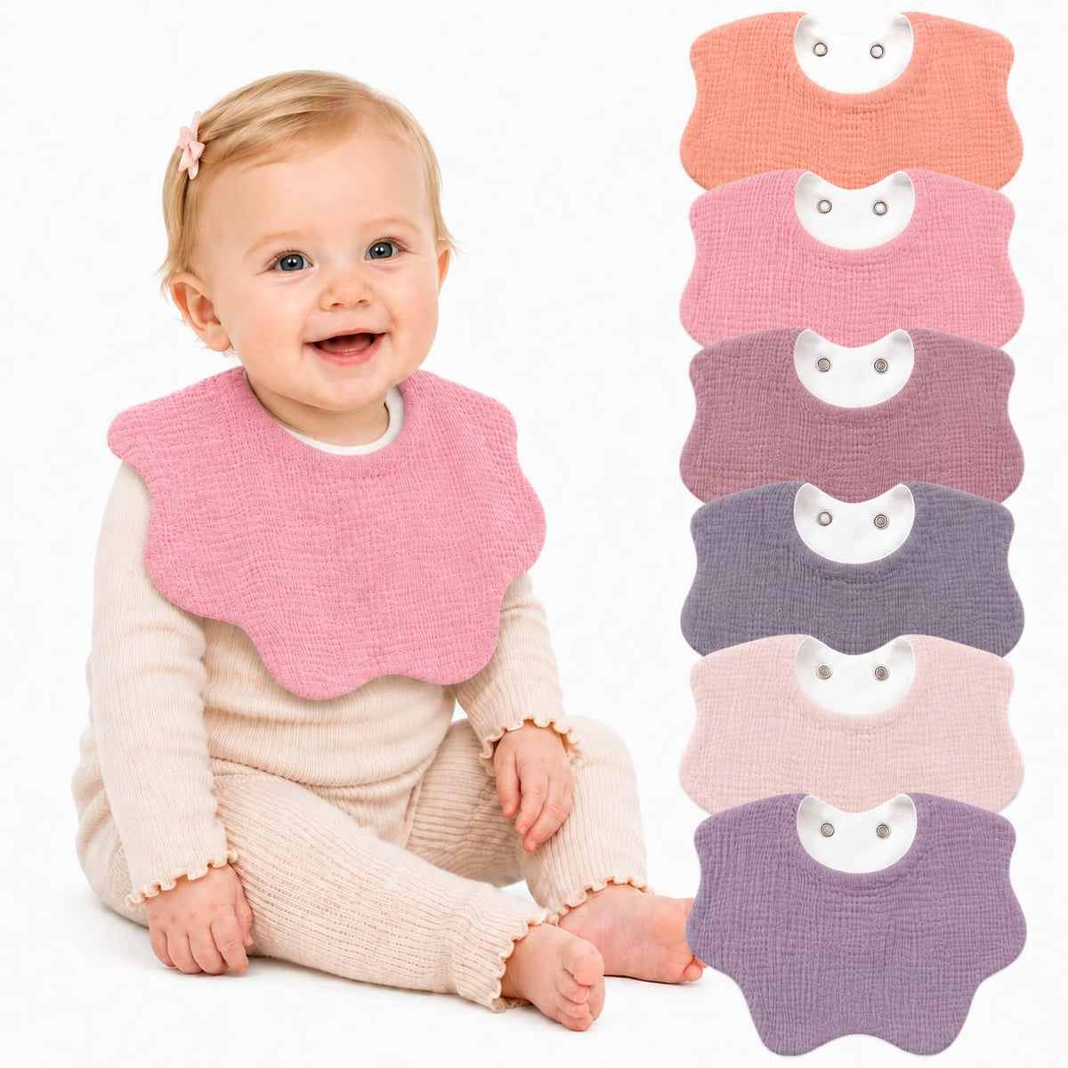 NISXABEBE 6 Pack Baby Muslin Bandana Bibs for Drooling and Teething