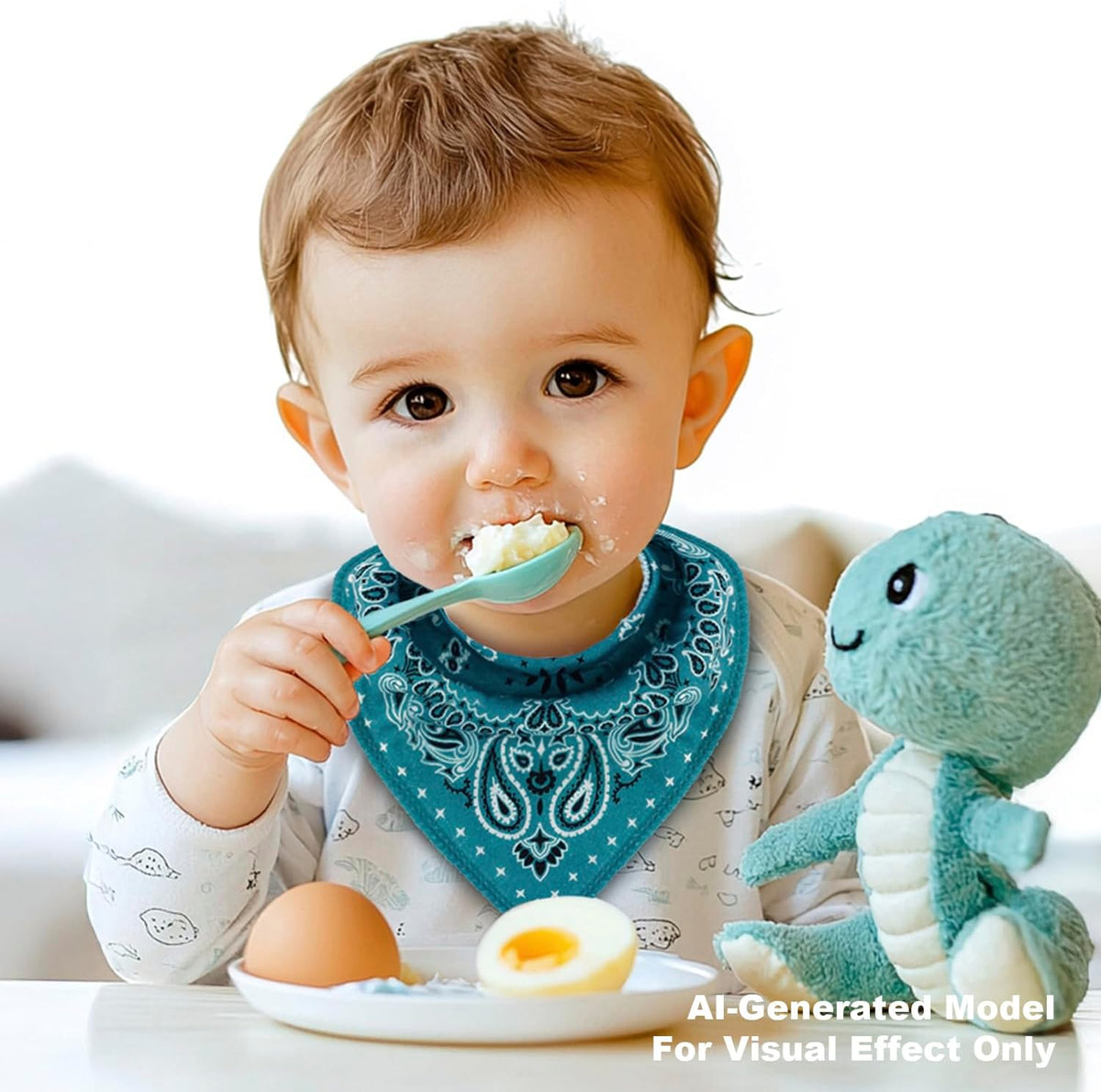 Maiwa 10 Pack Baby Triangle Bandana Bibs for Boys Girls for Drool Teething Eating with Snaps
