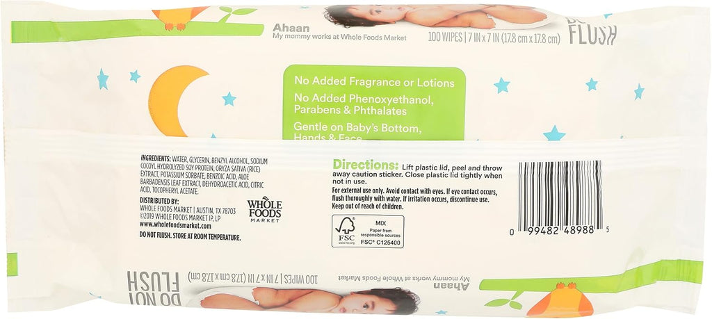 365 by Whole Foods Market, Soft & Strong Disposable Baby Wipes, Fragrance-Free, 100 Count