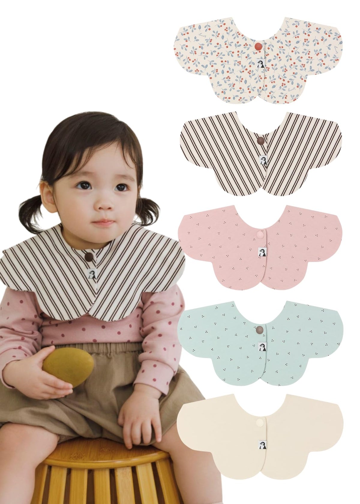 Konny Baby Bib 3/5/7-Pack Set, 360 ° Rotate, Soft and Absorbent Drooling for Toddler Boys Girls Baby Essentials