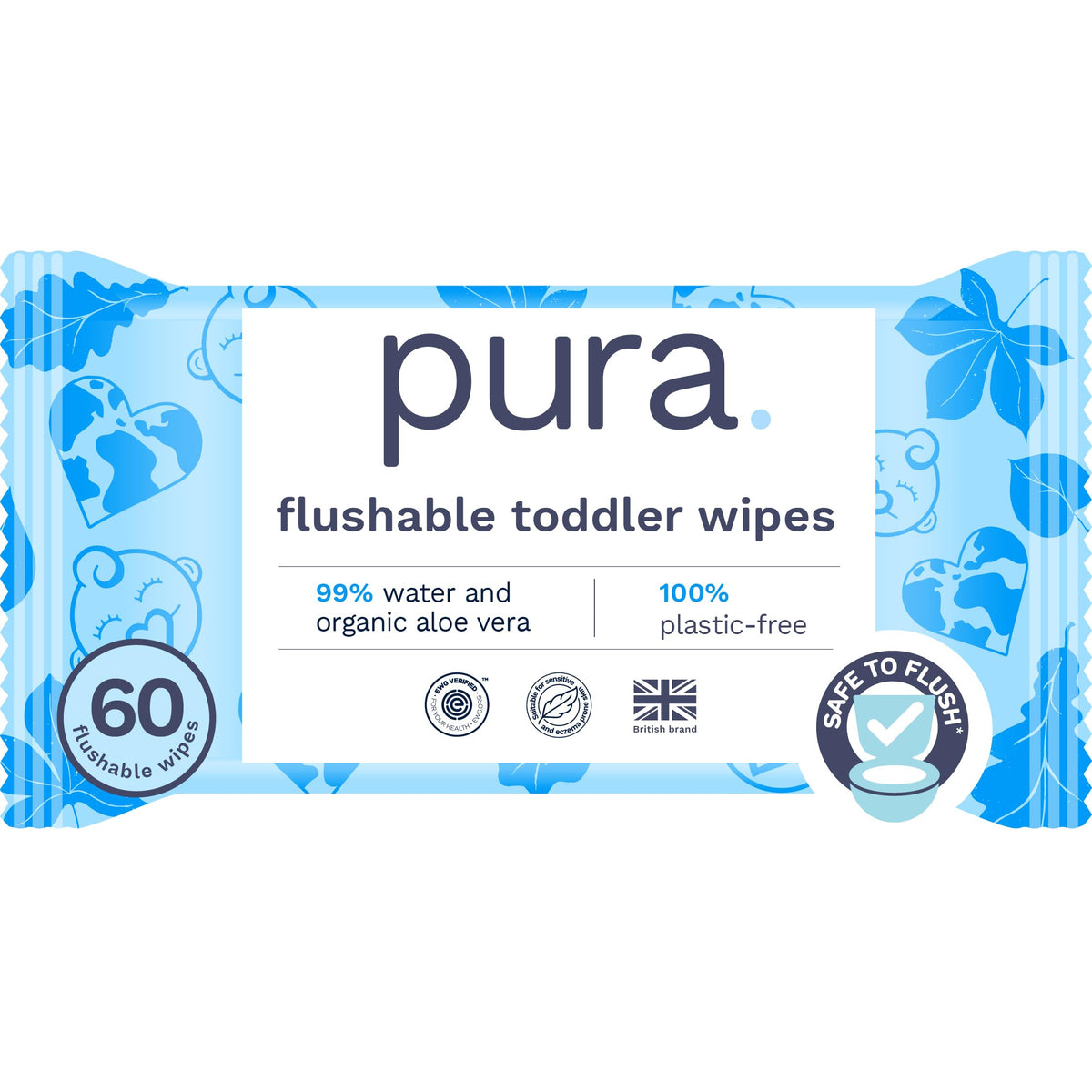 Pura Baby Wipes Unscented 600 Count Sensitive Skin with Aloe Vera