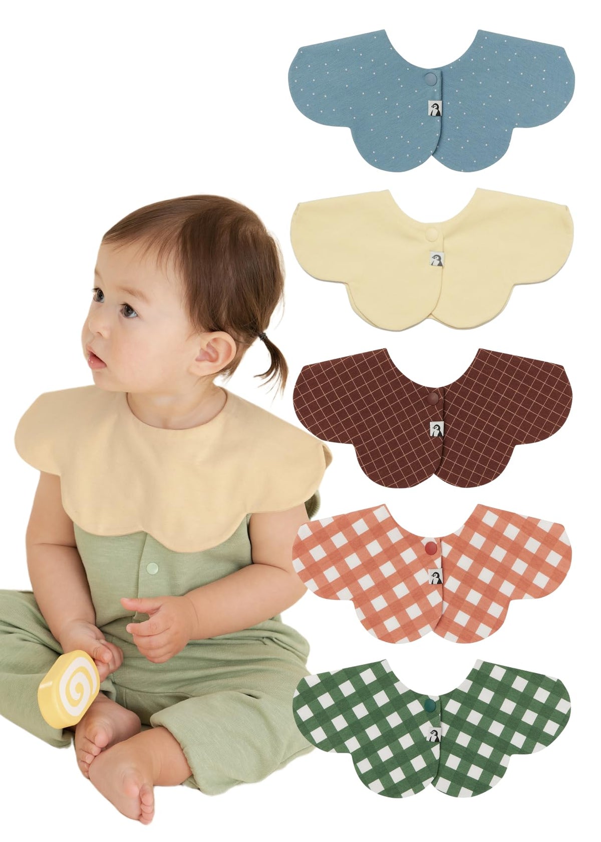 Konny Baby Bib 3/5/7-Pack Set, 360 ° Rotate, Soft and Absorbent Drooling for Toddler Boys Girls Baby Essentials