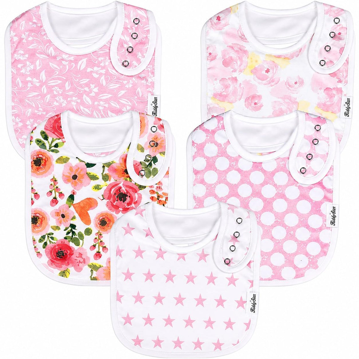 KiddyStar Premium Organic Cotton Bibs for Drooling & Teething Babies