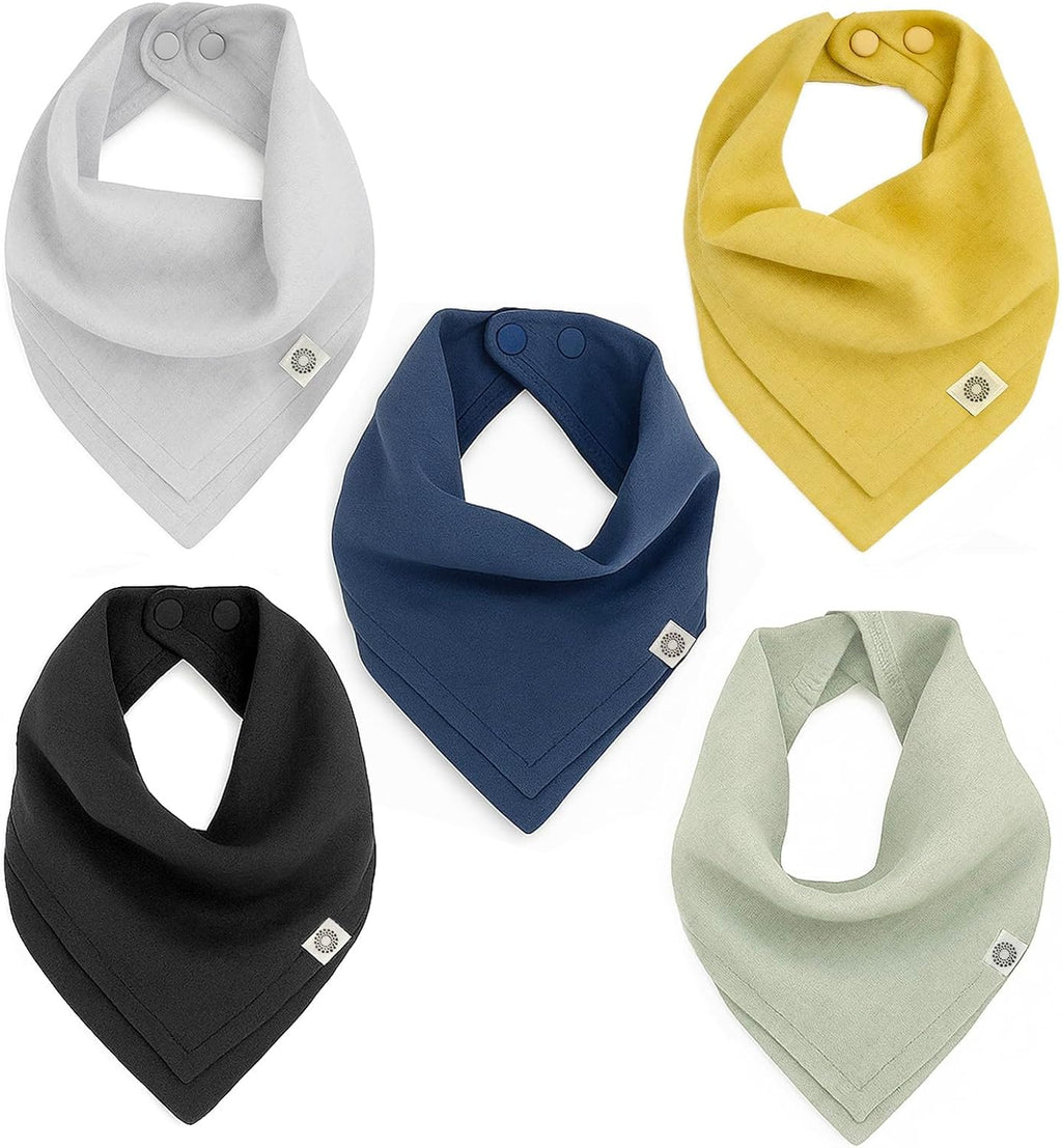 Indi Organic Baby Bandana Bibs – Fairtrade 4-Way Reversible Drool Bibs 5PK