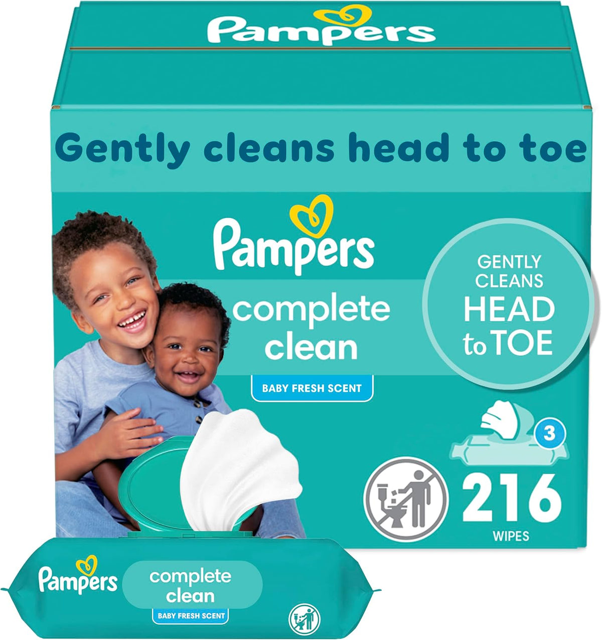 Pampers Complete Clean Baby Wipes - Fresh Scent 3X 216 Count