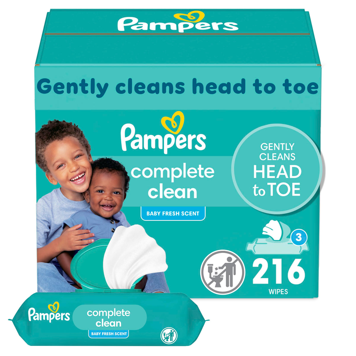 Pampers Complete Clean Baby Wipes - Fresh Scent 3X 216 Count