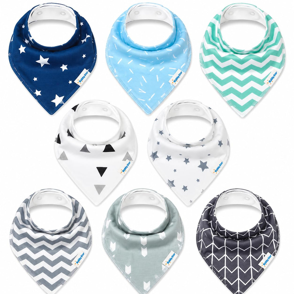 KiddyStar Premium Organic Cotton Bibs for Drooling & Teething Babies