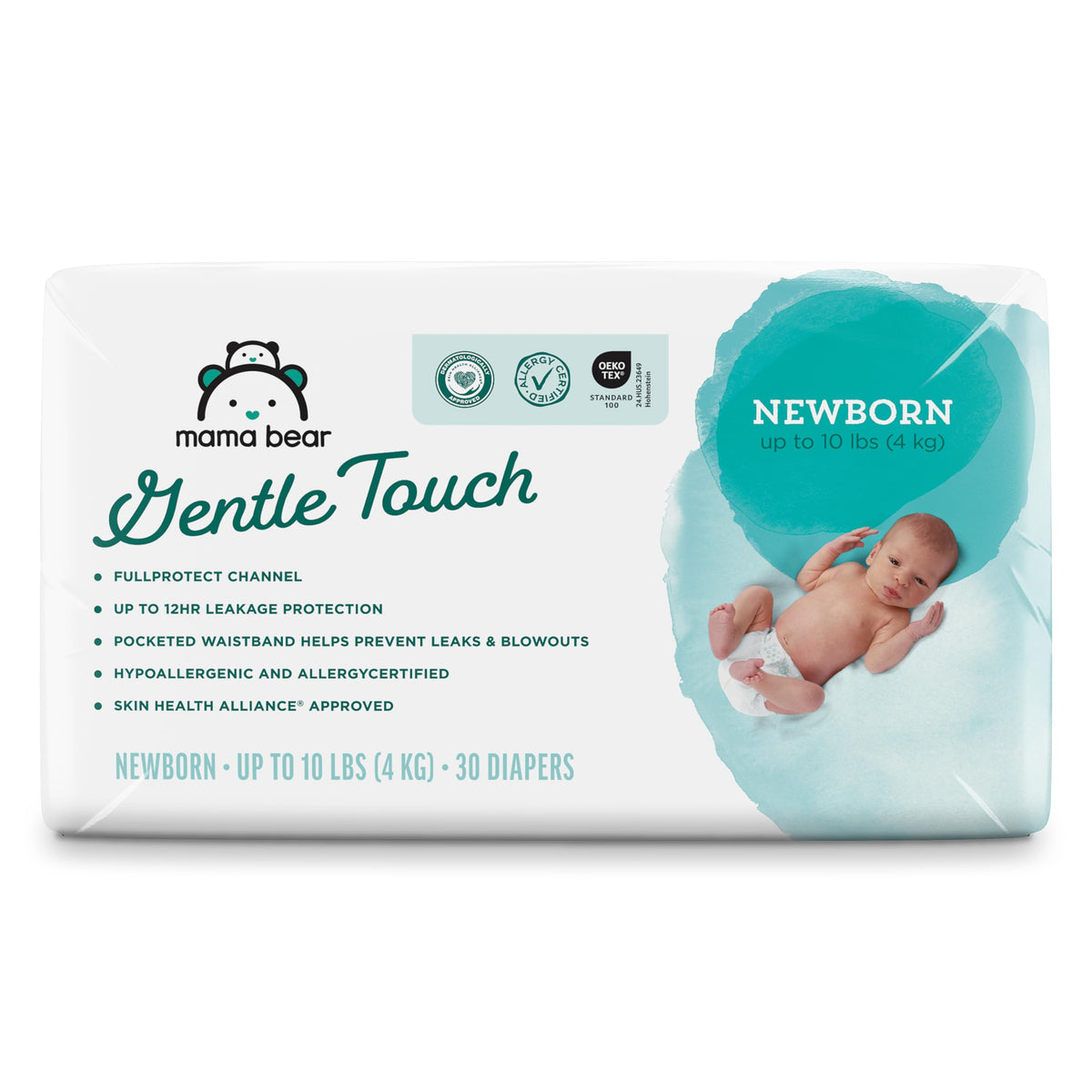 Amazon Brand - Mama Bear Gentle Touch Baby Diapers, Size 3, 42 Count, Wetness Indicator, Stretchy Waistband, Skin Health Alliance Approved