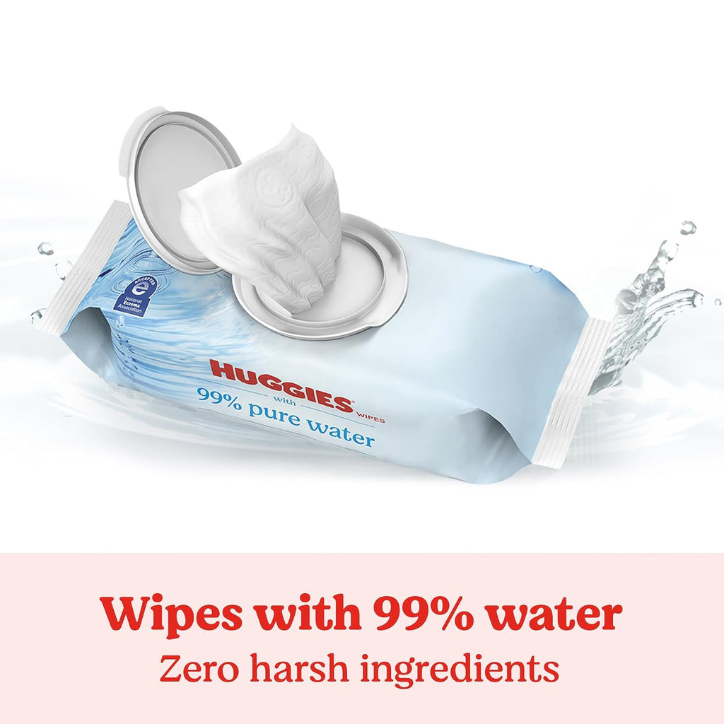 Huggies 99% Pure Water Baby Wipes, Unscented, 9 Packs, 504 Wipes