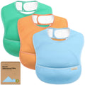 KeaBabies 3-Pack Waterproof Baby Bibs for Eating, Lightweight (Ocean)
