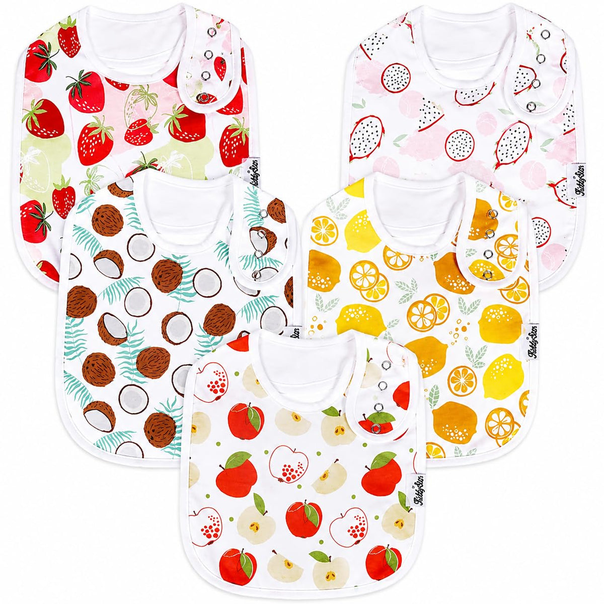 KiddyStar Premium Organic Cotton Bibs for Drooling & Teething Babies
