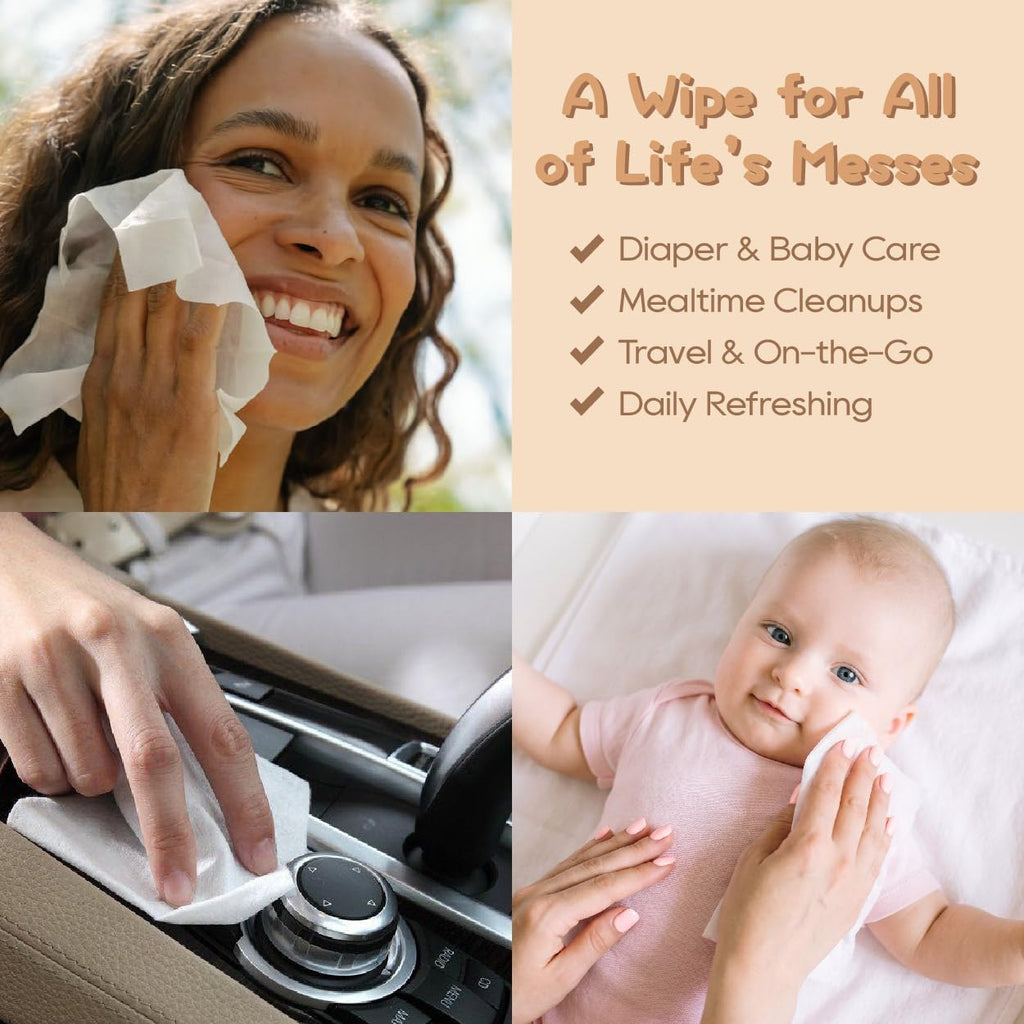 ECO BOOM Bamboo Viscose Wipes | Non-Toxic & Biodegradable Baby Wipes | Unscented, Hypoallergenic, Vegan for Sensitive Skin, 240 Count