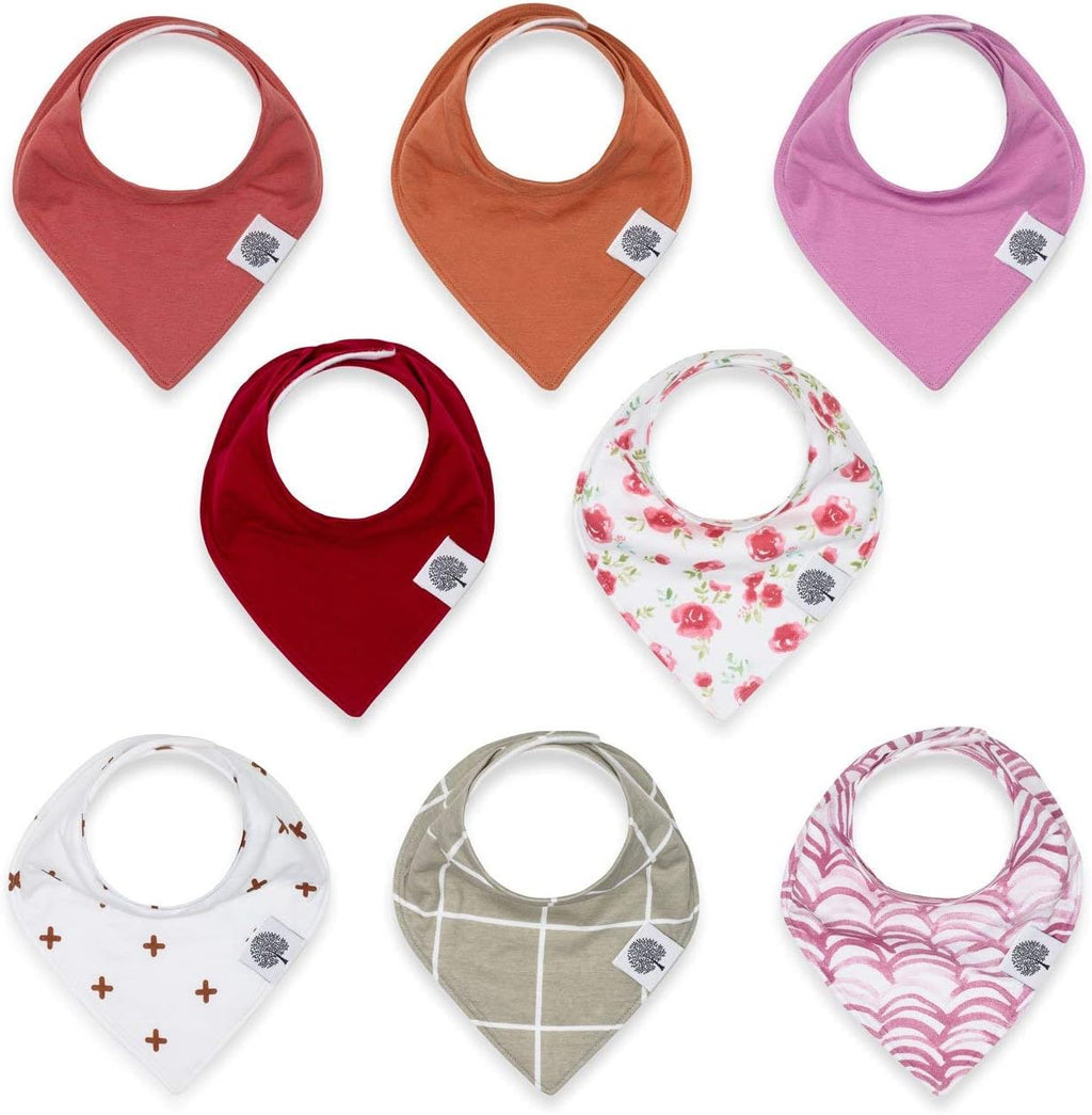 Parker Baby Co. Bandana Drool Bibs for Baby Boys & Girls, 8-pack - Rose