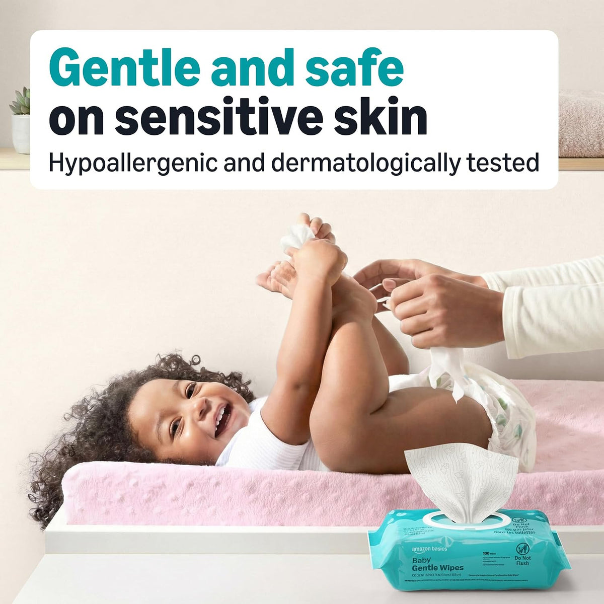 Amazon Basics Gentle Baby Wipes, Formulated Without Fragrance, Hypoallergenic, 600 Count Total (6 Packs of 100 Count Each)