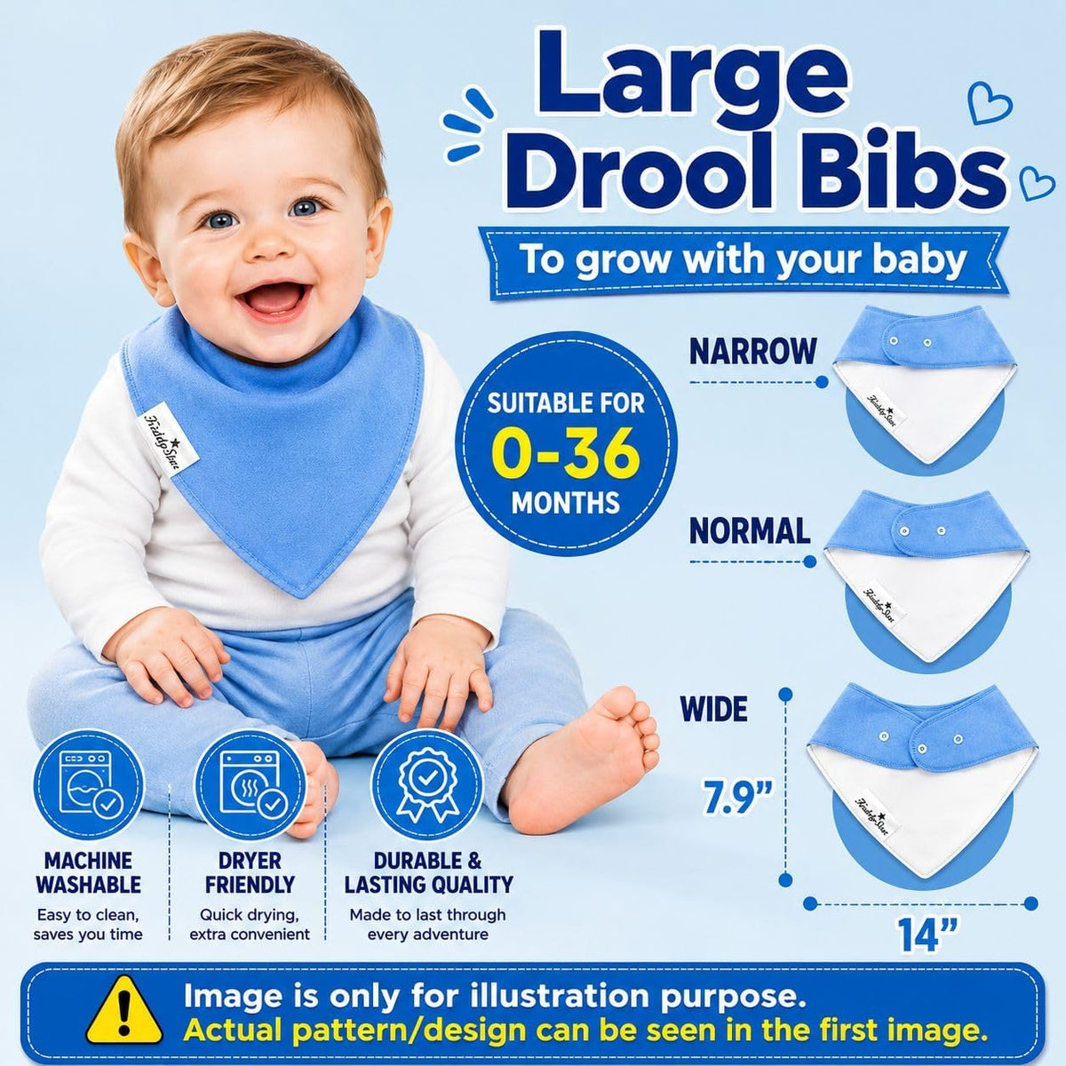 KiddyStar Premium Organic Cotton Bibs for Drooling & Teething Babies