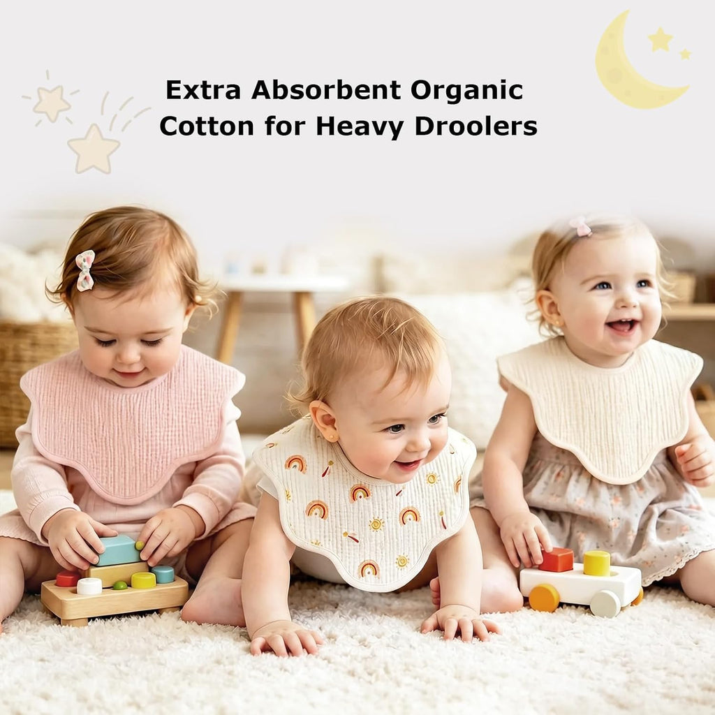 Muslin Bibs for Baby Girl Boy, 6 Pack Cotton Baby Bibs for Newborn Toddler
