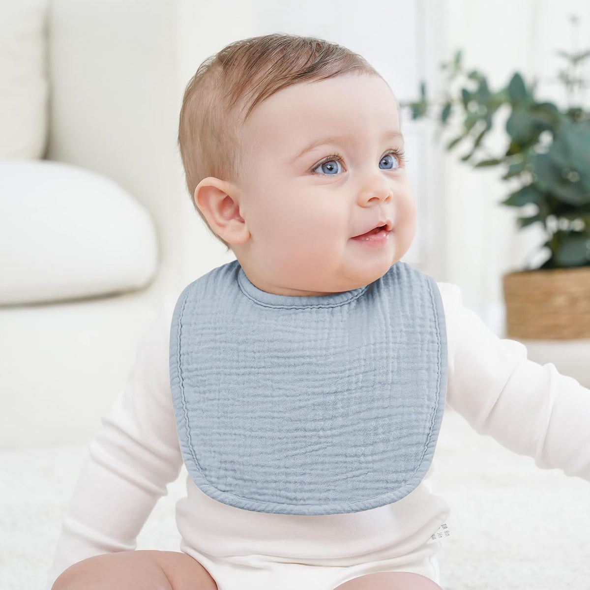 Bearmoss Baby Bibs for Drooling and Teething 100% Cotton Muslin Bibs