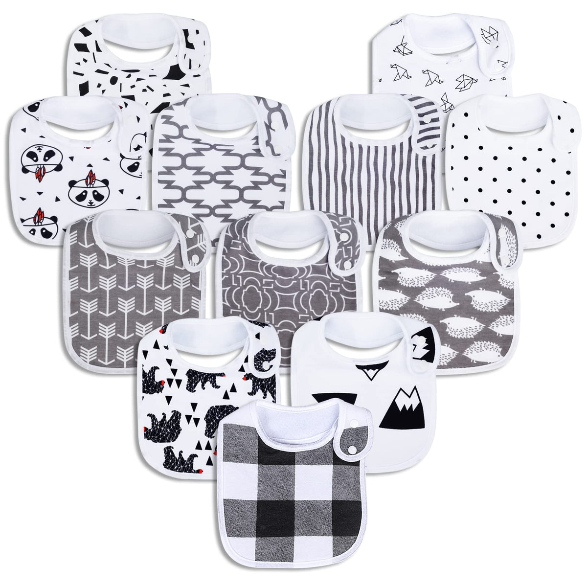 Baby Bibs Soft and Absorbent Cotton Bandana Bibs Set for Boys Girls Newborn Unisex Plain Color 3-36 Months