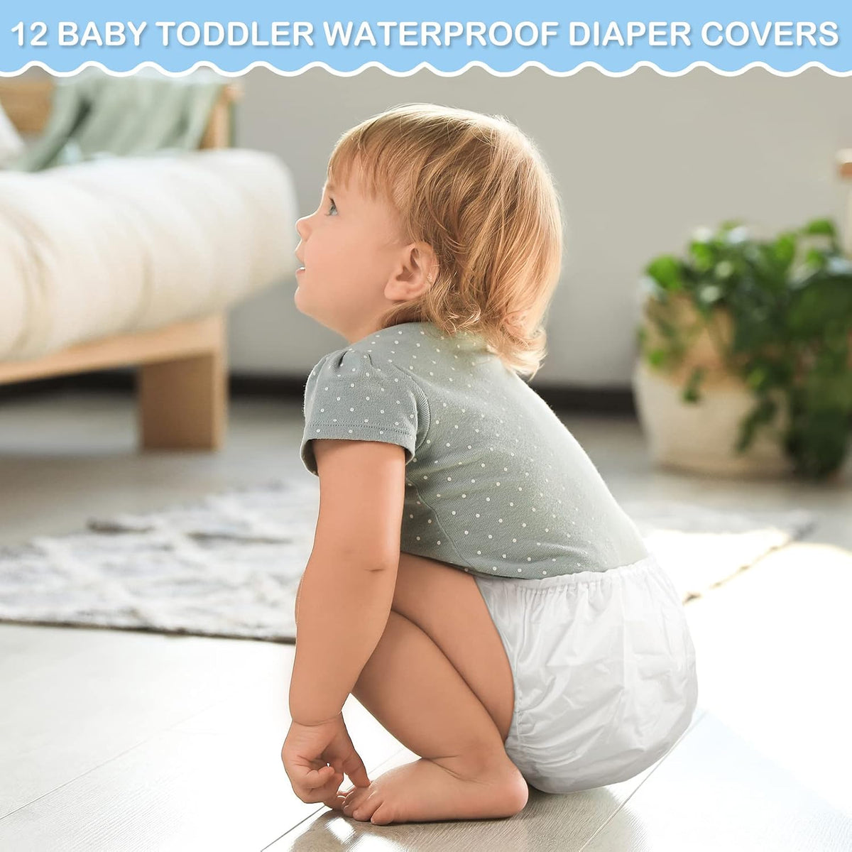 Funtery 12 Pack Plastic Potty Training Pants Waterproof Diaper