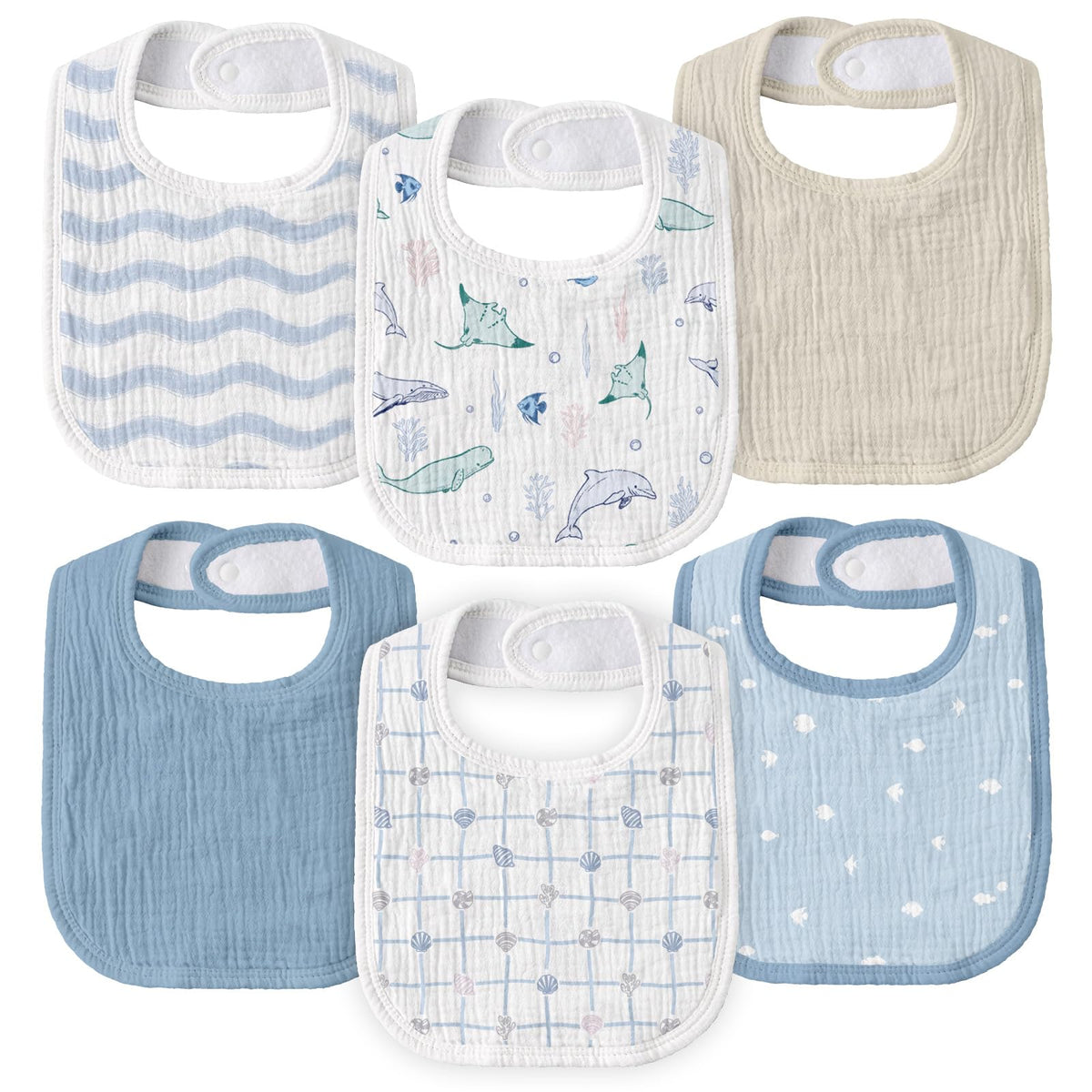 Muslin Bibs for Baby Boy, Adjustable Fit for Drooling and Teething Toddler