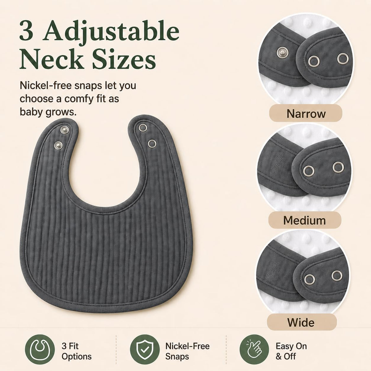 NISXABEBE Muslin Baby Bibs for Unisex Boys Girls, Cotton Drool Bibs, Adjustable Newborn Bibs for Drooling and Teething