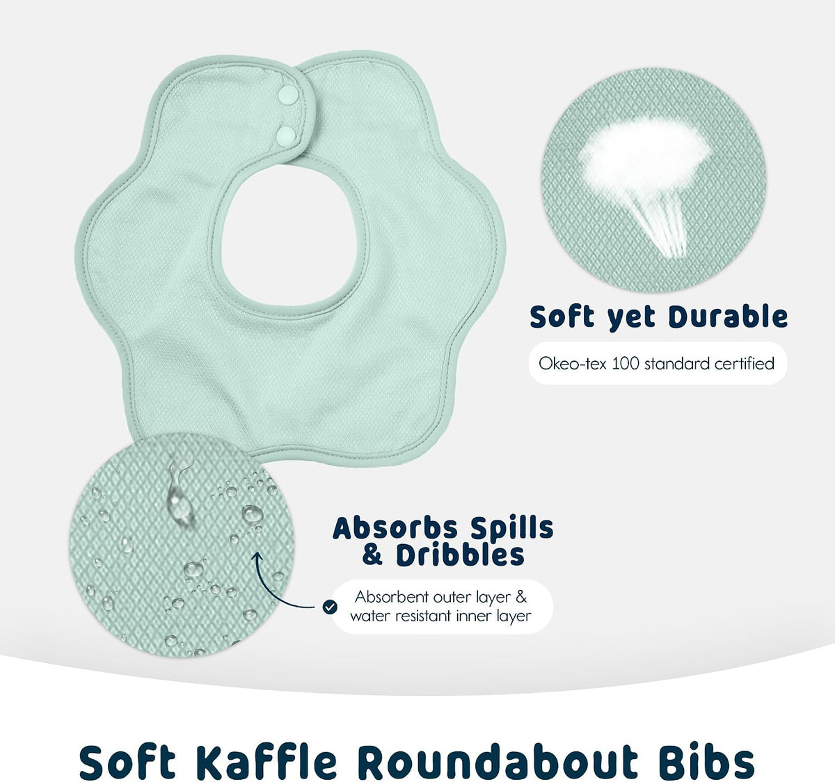 Tiny Twinkle Roundabout Drool Bibs 3 Pack - 360 Rotating Water Resistant and Absorbent Teething Baby Bibs