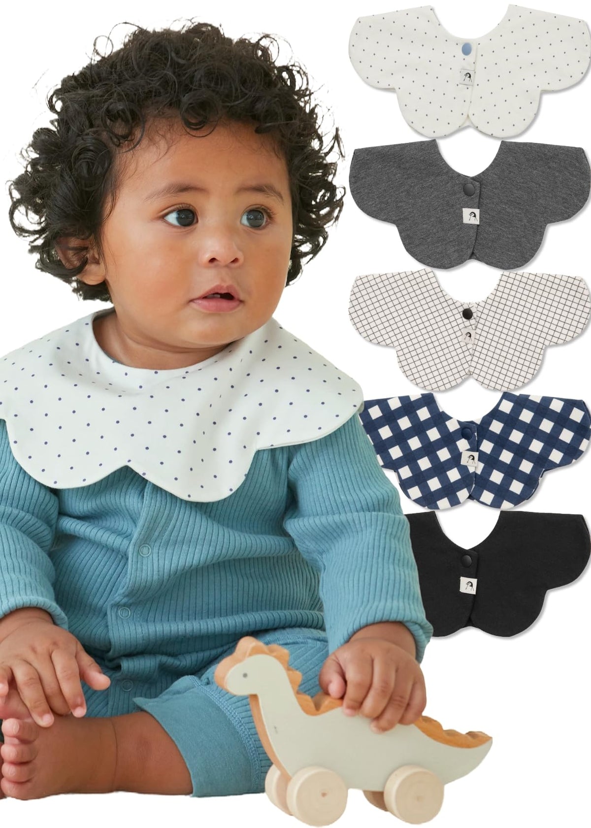 Konny Baby Bib 3/5/7-Pack Set, 360 ° Rotate, Soft and Absorbent Drooling for Toddler Boys Girls Baby Essentials