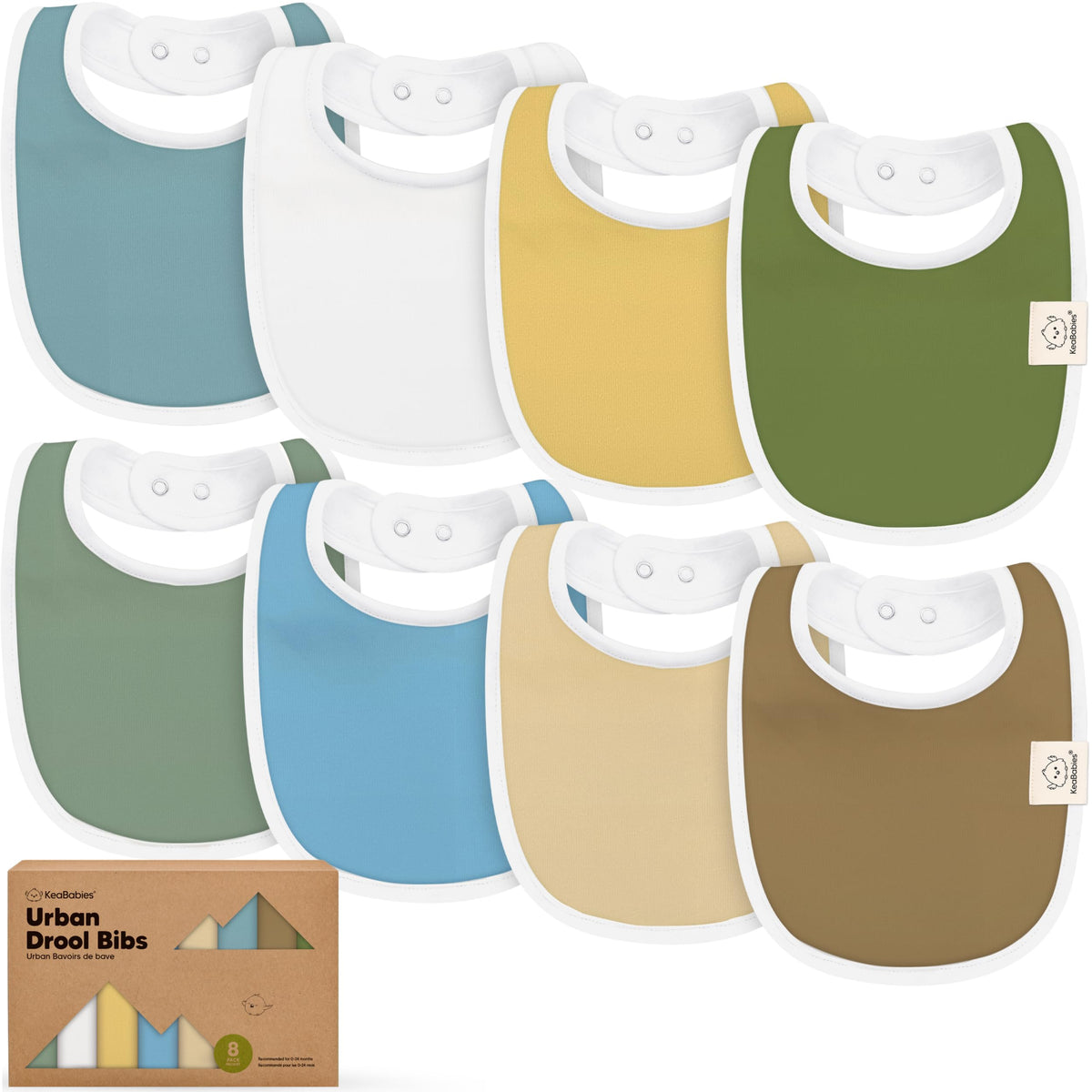 KeaBabies 8-Pack Organic Baby Bibs for Drooling and Teething (Sweet Charm)