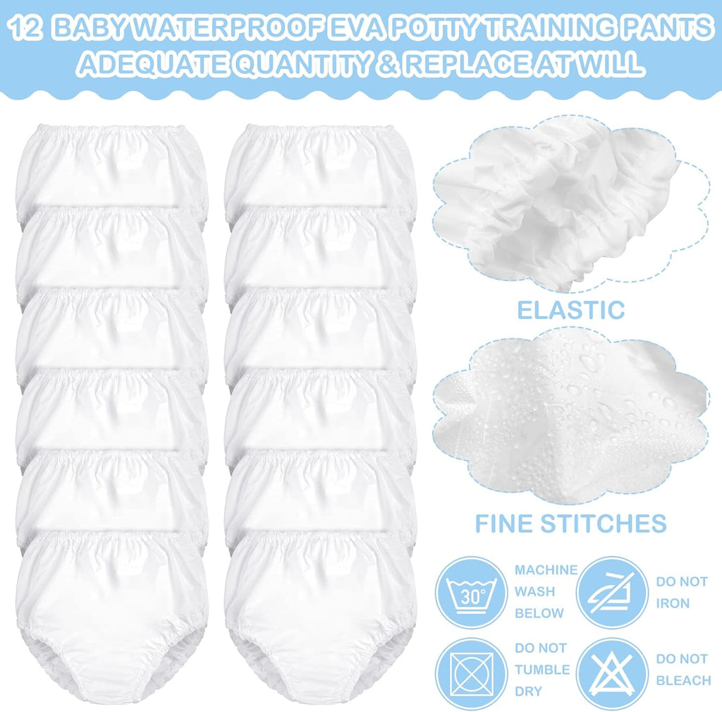 Funtery 12 Pack Plastic Potty Training Pants Waterproof Diaper
