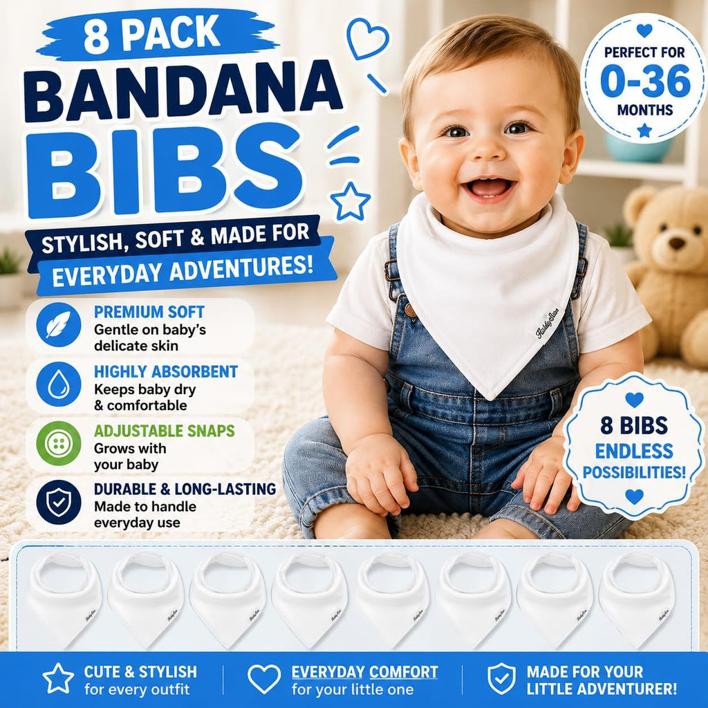 KiddyStar Premium Organic Cotton Bibs for Drooling & Teething Babies