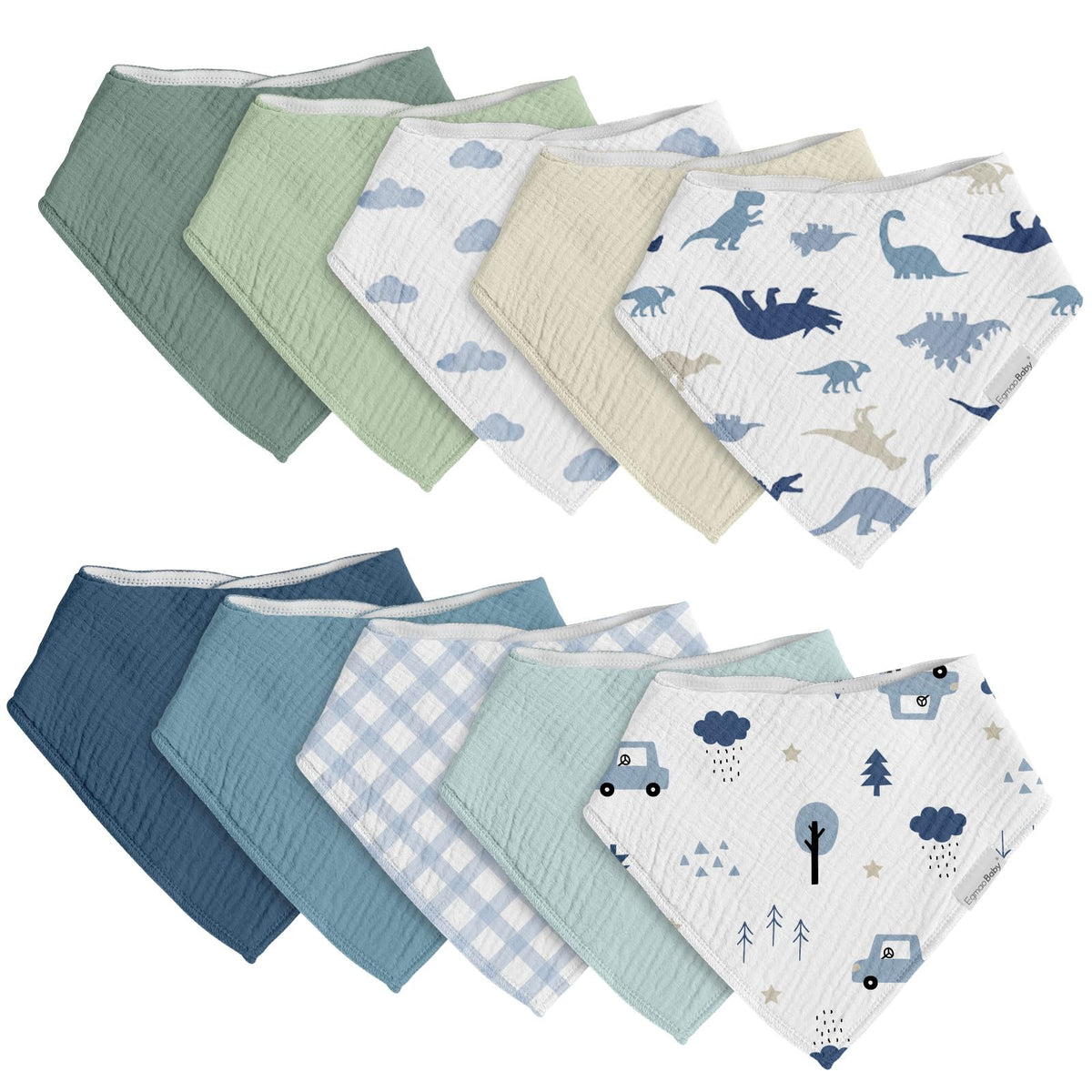 Muslin Baby Bibs for Boys Girls,10 Pack Super Absorbent Baby Bandana Drool Bibs Set for Teething and Drooling,100% Cotton Soft for Infant,Newborn