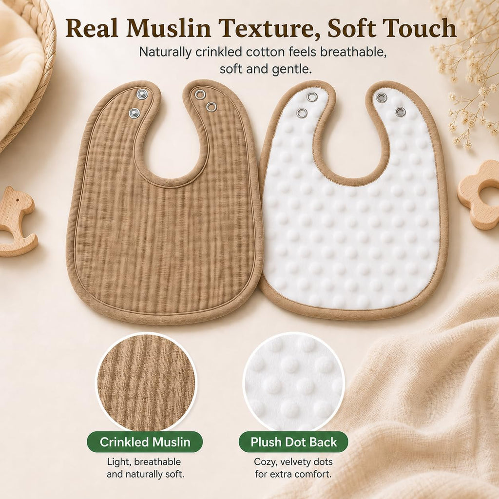 NISXABEBE Muslin Baby Bibs for Unisex Boys Girls, Cotton Drool Bibs, Adjustable Newborn Bibs for Drooling and Teething