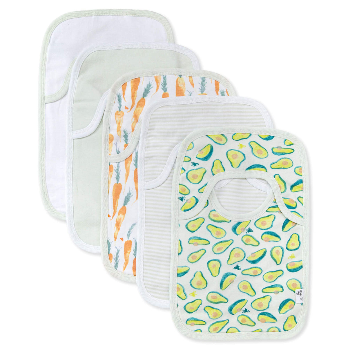 Burt’s Bees Baby Unisex Baby Bibs, Lap-Shoulder Drool Cloths, 100% Organic Cotton with Absorbent Terry Towel Backing Bibs