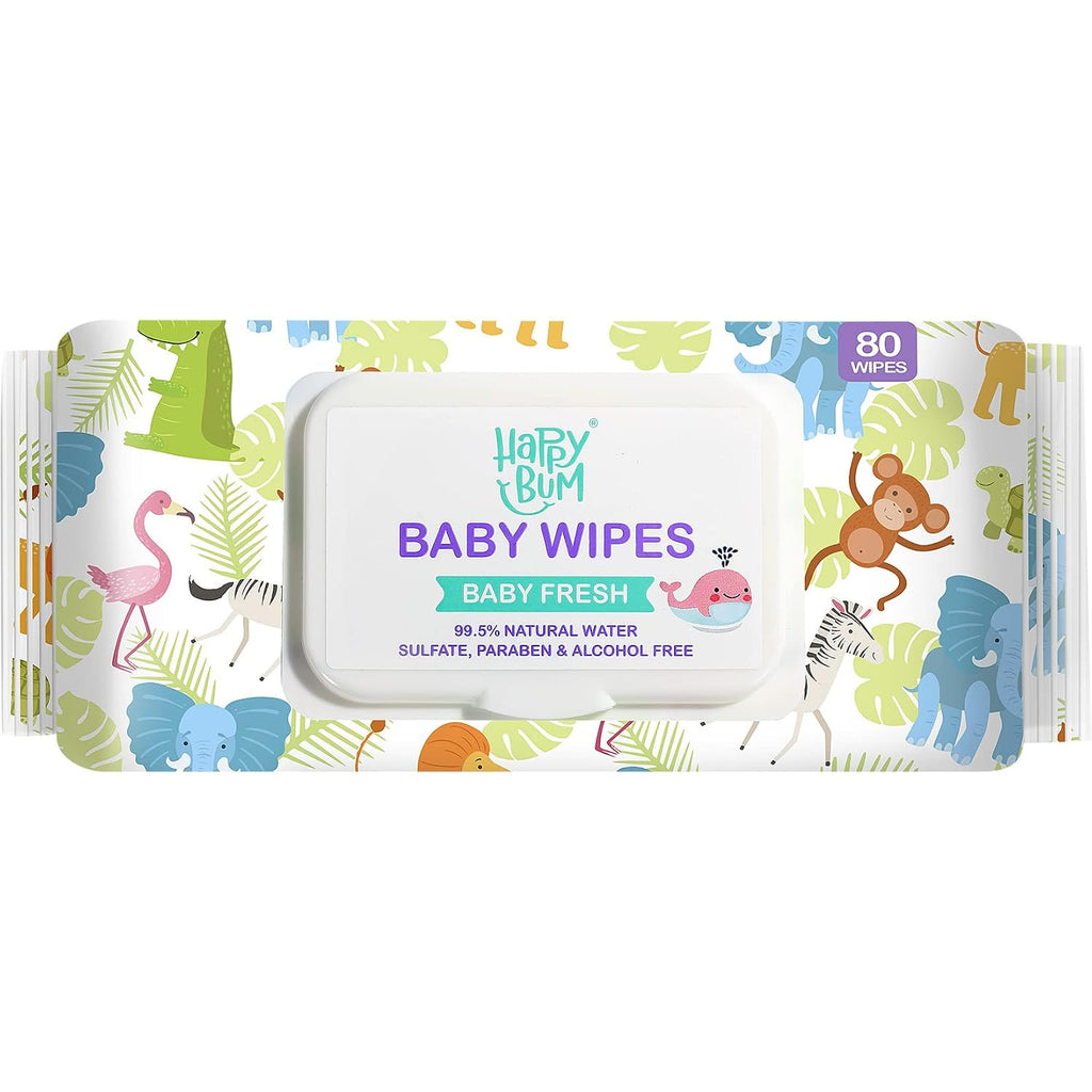 Baby Wet Wipes Unscented - Extra Large Size, Durable, 99% Water-Based & Gentle on Sensitive Skin for Face & Body,320 Count (4 Packs of 80）