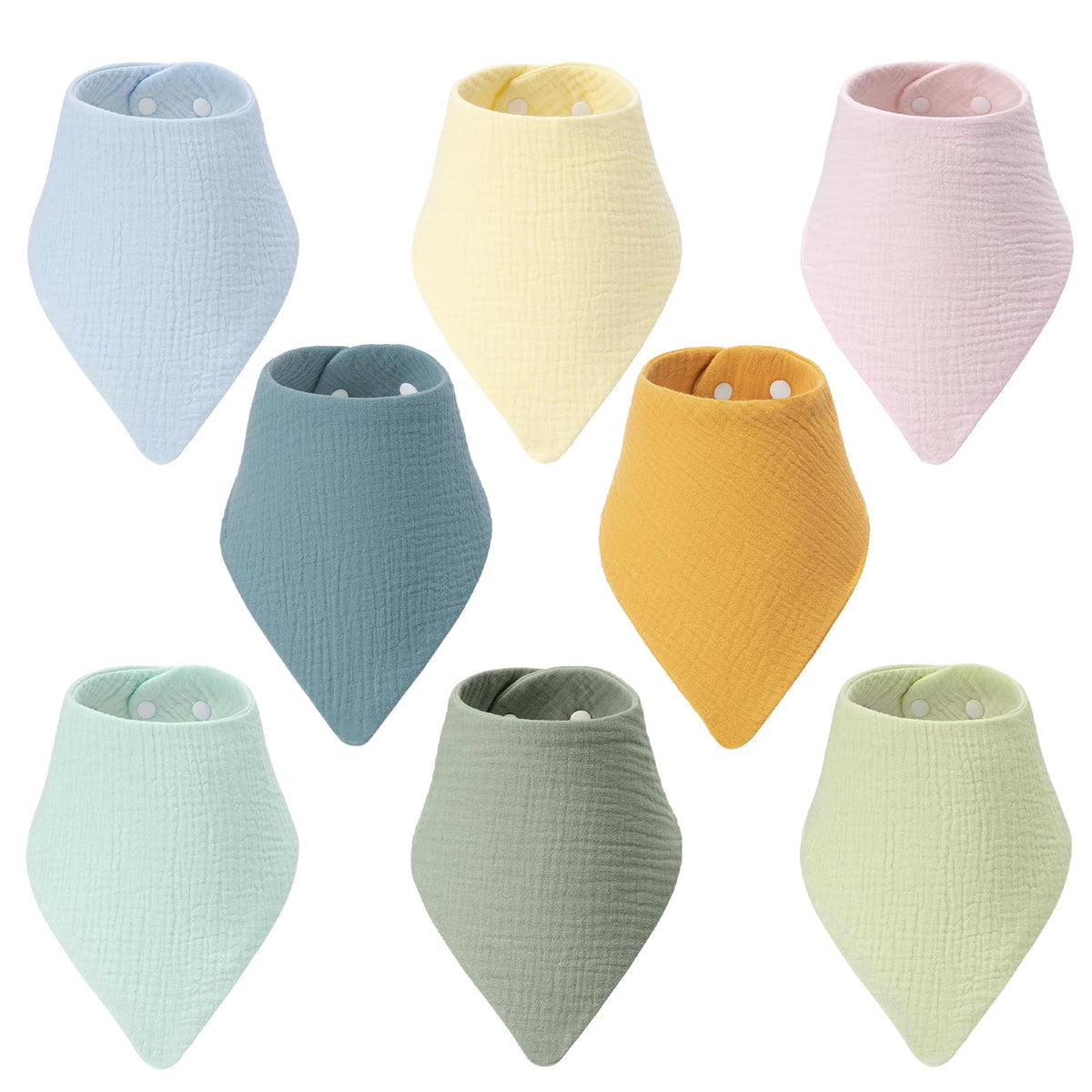 8-Pack Muslin Baby Bibs for Drooling and Teething