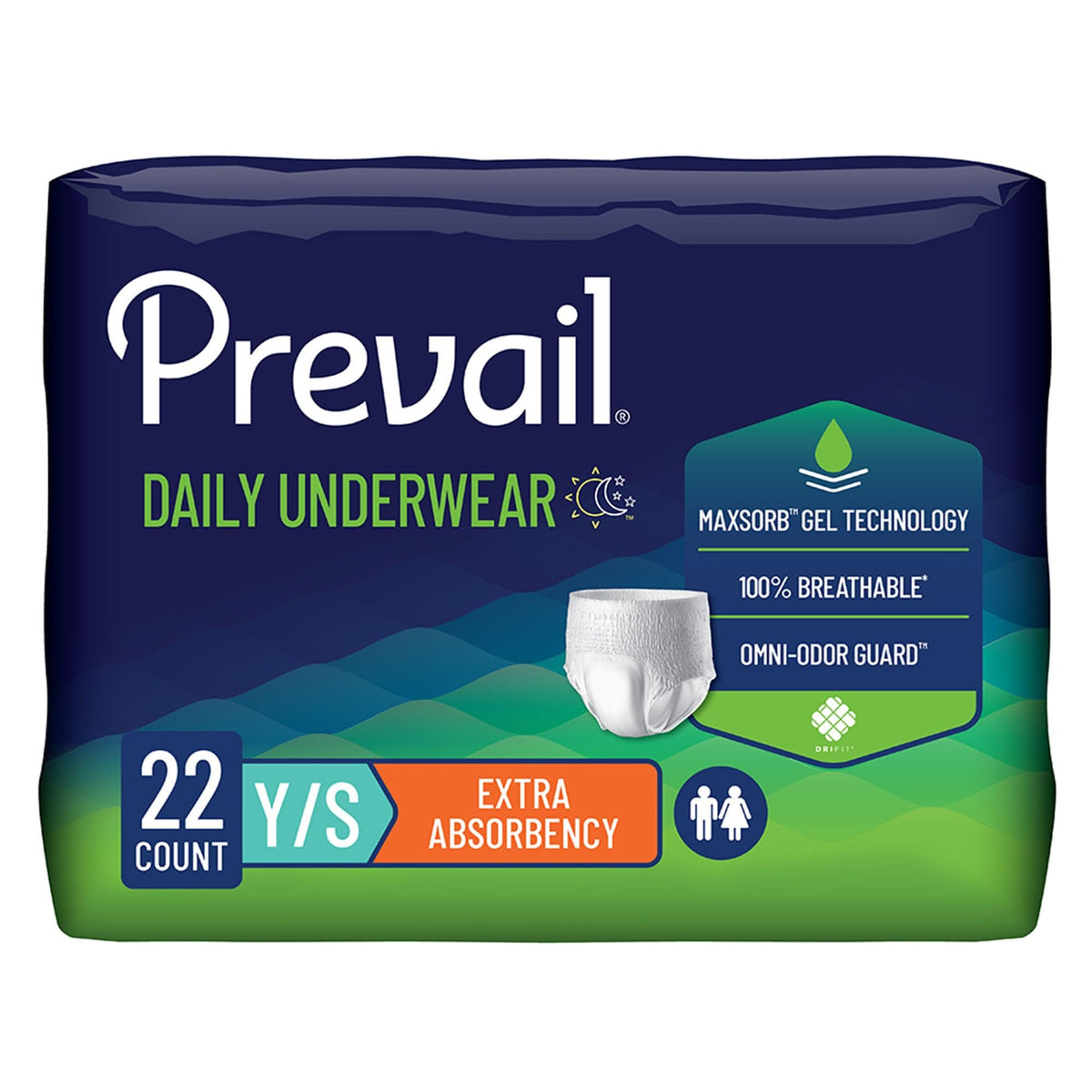 Prevail Daily Underwear, Small, Women, Youth, 22 ct