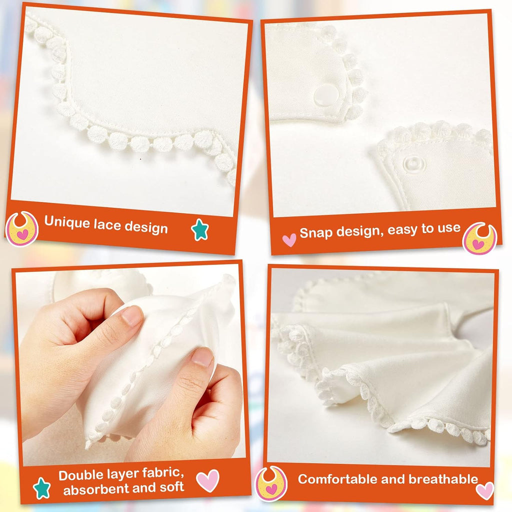 JenPen Pcs White Baby Girl Bibs Bandana Muslin 360 Drool Teething