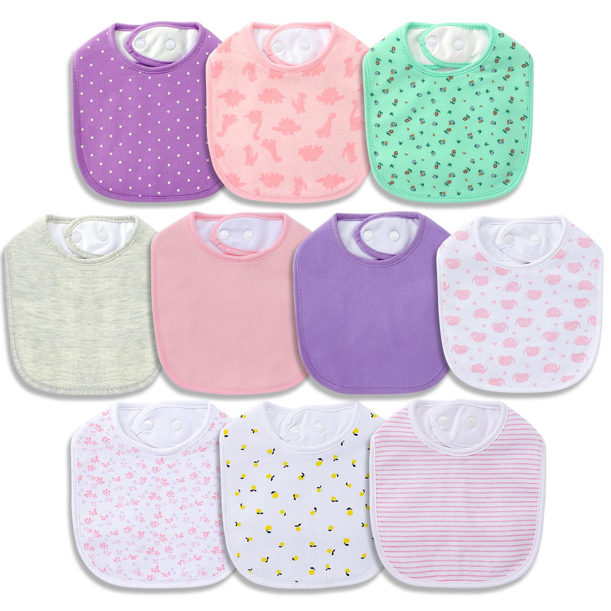Hakochia Waterproof Baby Bibs Organic Cotton Super Soft and Absorbent With Adjustable Snap for Baby Boys and Girls