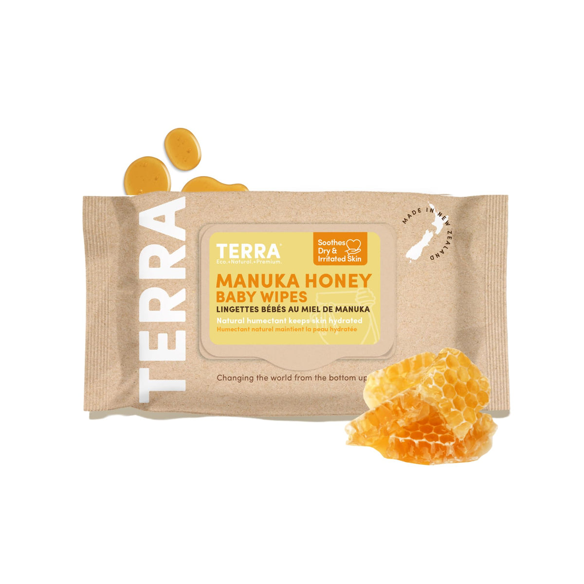 Terra Bamboo Water Baby Wipes: 99.7% Pure New Zealand Water, 100% Biodegradable Bamboo Fiber, 0% Plastic, Unscented Baby Wipes for Sensitive Skin, 12 Packs of 70 Wipes