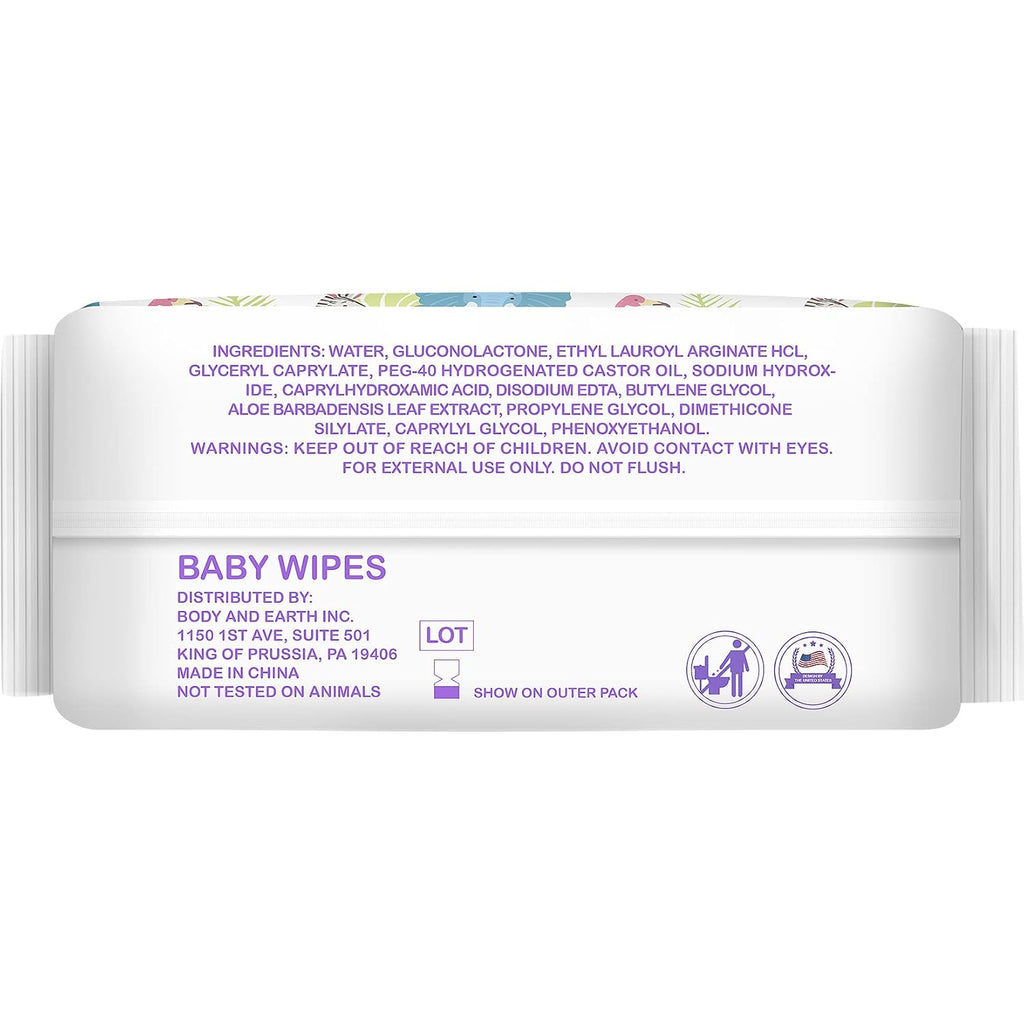 Baby Wet Wipes Unscented - Extra Large Size, Durable, 99% Water-Based & Gentle on Sensitive Skin for Face & Body,320 Count (4 Packs of 80）
