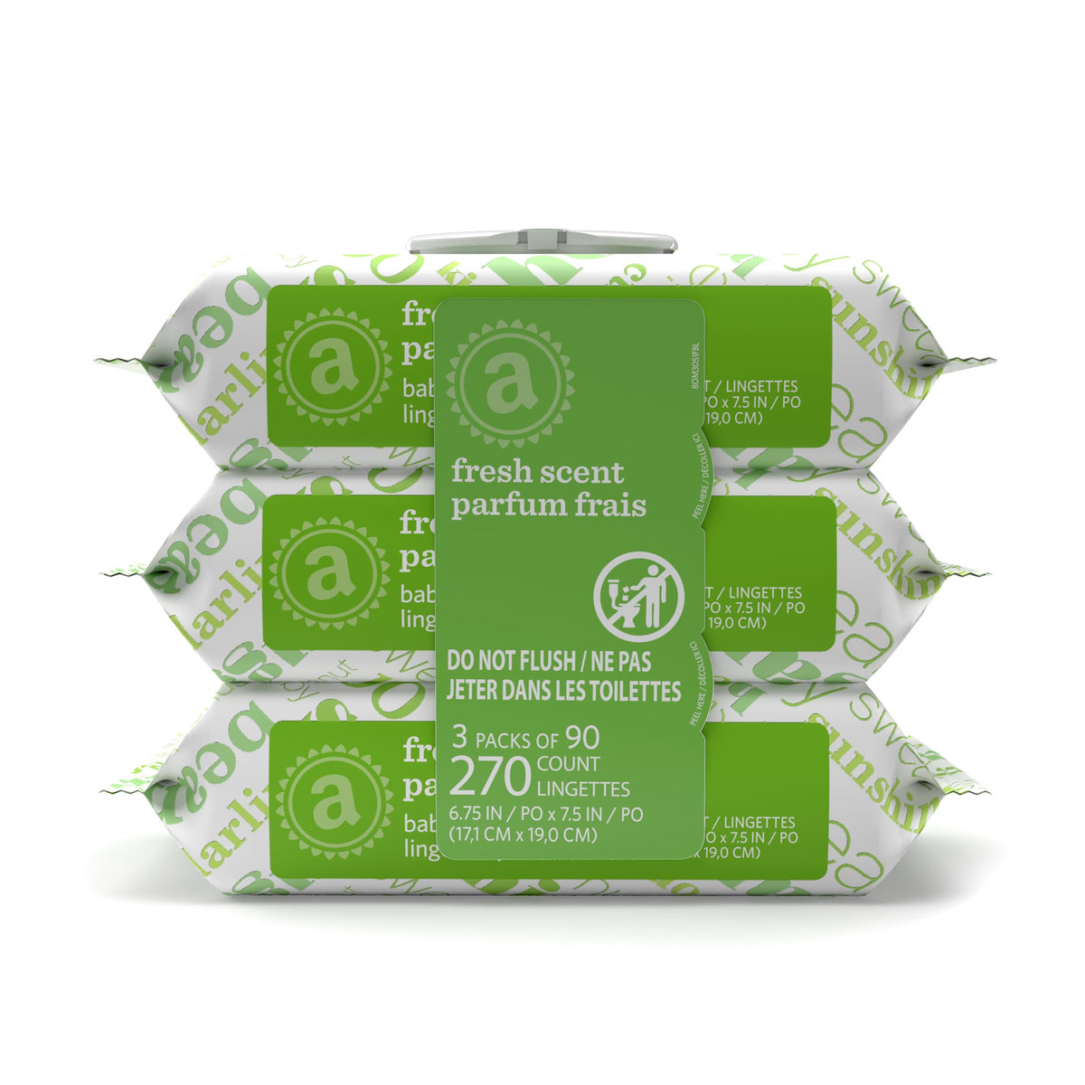 Amazon Elements Baby Wipes, Fresh Scent, Flip-Top Packs, Alcohol-Free, With Cucumber and Aloe, 810 Count, 9 Packs of 90